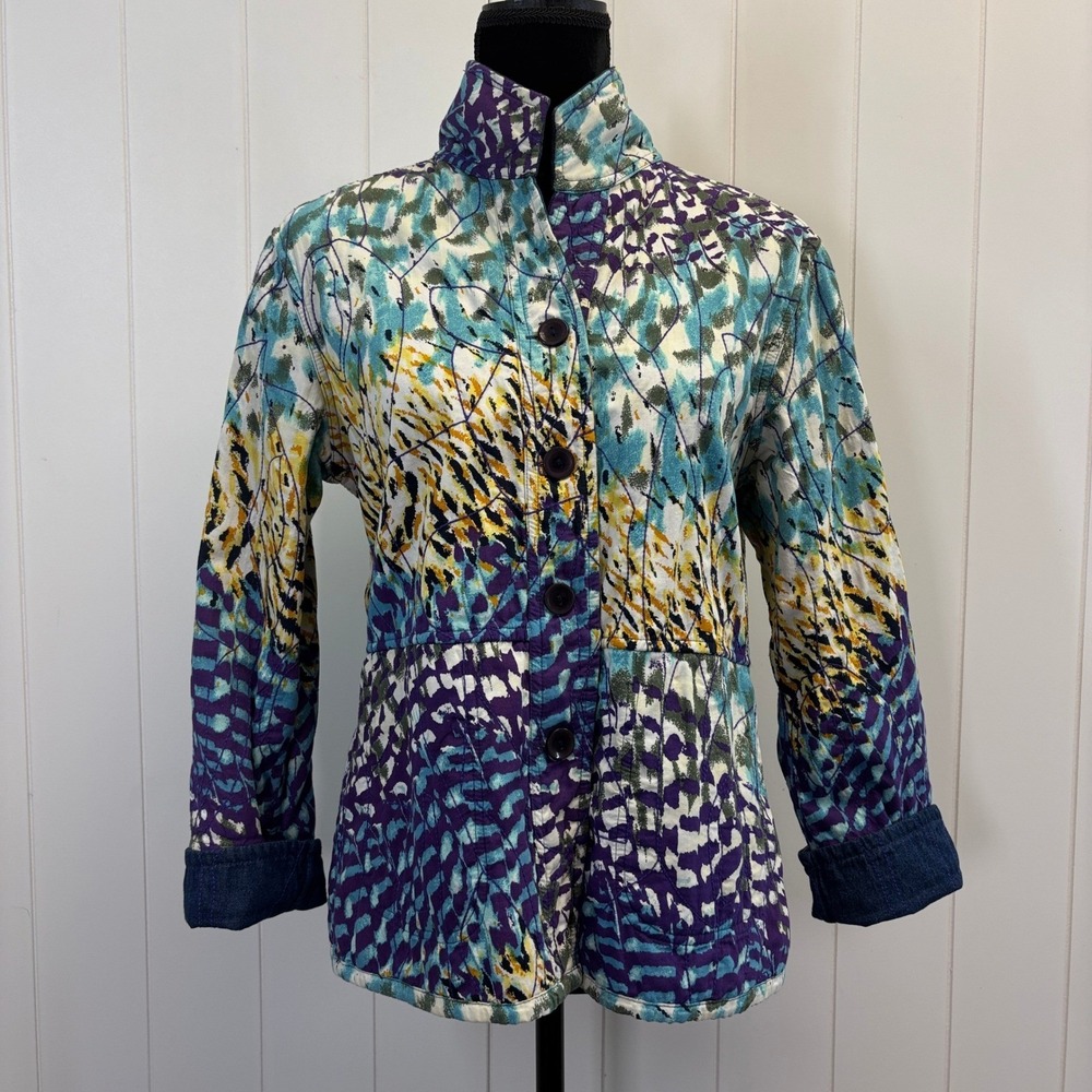Vintage Casual Studio Quilted Reversible Jacket Women Size S Artsy Boho Eclectic